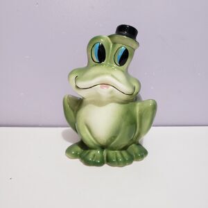Planter Ceramic Frog Top Hat Home Country Farmhouse Decor 6"×4"